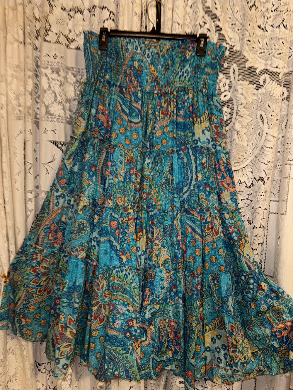 Lauren Ralph Lauren Turquoise Paisley Maxi Skirt - Picture 7 of 7